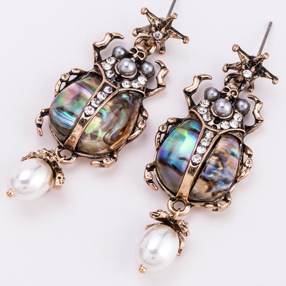 Jewelry - Egyptian Scarab Beetle Earrings Lever & Post Back